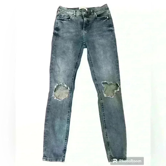 Free People Womens Busted Knee Skinny Fit Jeans, Blue, 28 - Picture 2 of 9